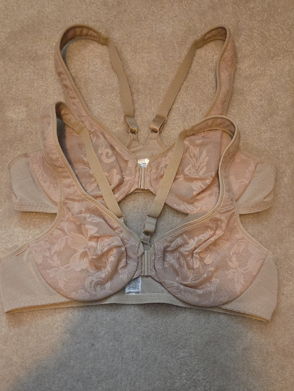 Breezies Floral Lace Nude Front-Closure Bra